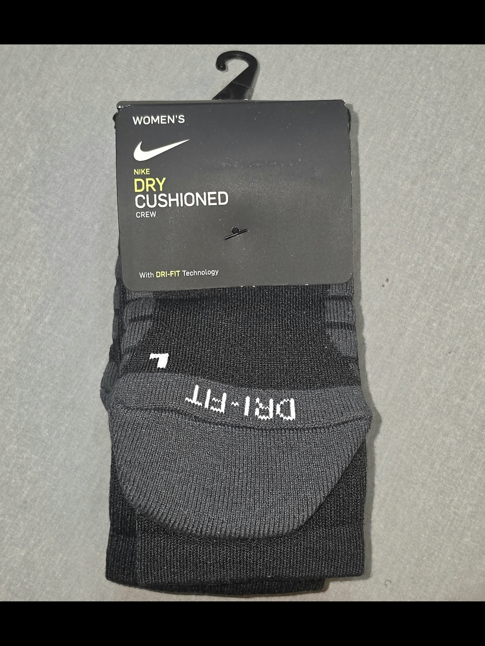 Nike Women's Dry Cushioned Crew Socks - Black & Gray